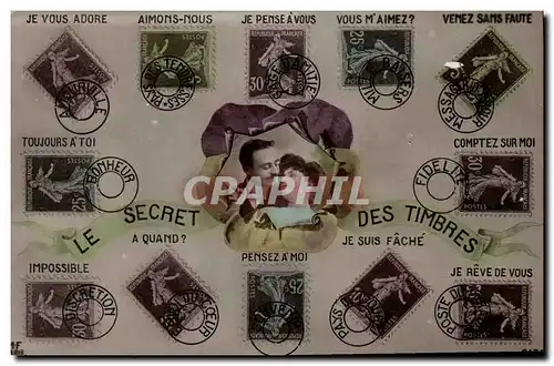 Cartes postales Fantaisie Le langage des timbres Semeuse