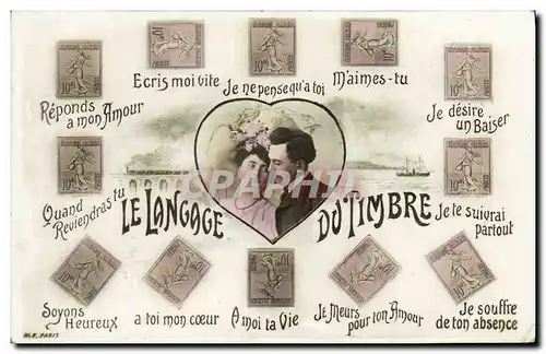 Cartes postales Fantaisie Le langage du timbre Semeuse