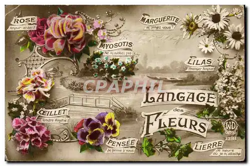 Cartes postales Fantaisie Le langage des fleurs