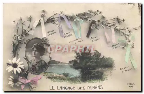 Cartes postales Fantaisie Le langage des rubans Femme