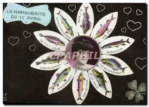 Cartes postales Fantaisie La marguerite du 1er Avril Poissons Trefle