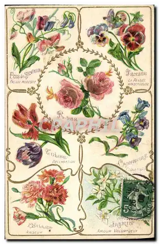 Cartes postales Fantaisie Le langage des Fleurs