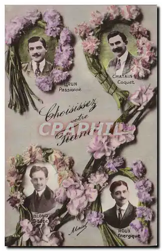 Cartes postales Fantaisie Homme Fleurs