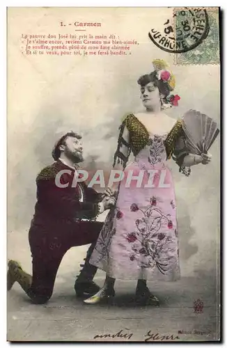 Cartes postales Fantaisie Femme Eventail Carmen