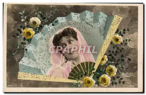 Cartes postales Fantaisie Femme Eventail