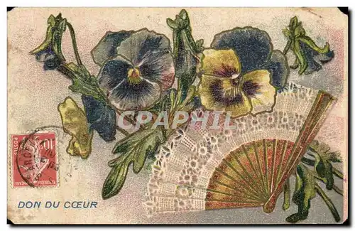 Cartes postales Fantaisie Fleurs Eventail