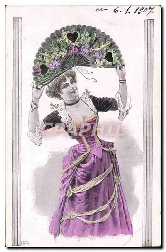 Cartes postales Fantaisie Femme Eventail