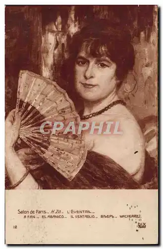 Ansichtskarte AK Fantaisie Femme Eventail Salon de Paris