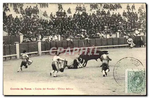 Cartes postales Corrida Course de Taureaux Cojida del matador Ultima defensa