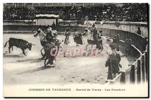 Ansichtskarte AK Corrida Course de Taureaux Suerte de Varas Les Picadors