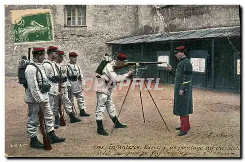 Cartes postales Militaria Infanterie Exercice de pointae au chevalet