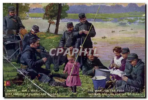 Cartes postales Militaria Sur l&#39Yser Femme faisant la cuisines aux belges
