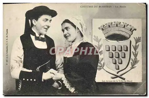 Cartes postales Folklore Costumes du Morbihan Les maries Mariage
