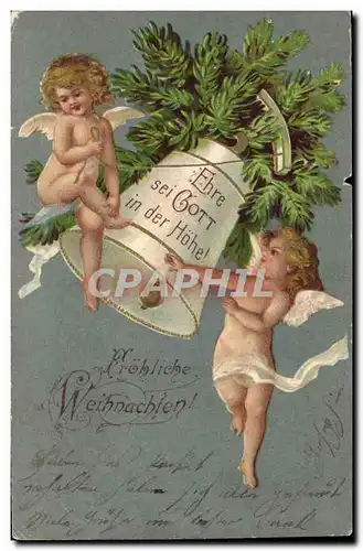 Cartes postales Fantaisie Fleurs Anges Cloches