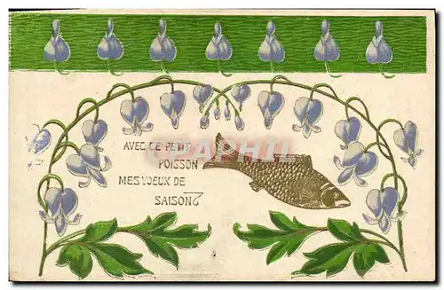 Cartes postales Fantaisie Fleurs Poisson