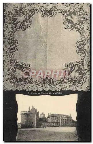 Cartes postales Folklore Dentelle Dentelliere Mouchoir Chateau et palais de justice Alencon