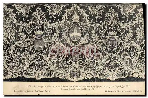 Cartes postales Folklore Dentelle Dentelliere Rochet en point d&#39Alencon et d&#39Argentan par le diocese de Ba