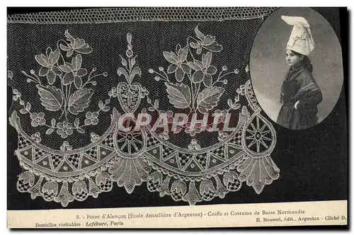 Cartes postales Folklore Dentelle Dentelliere Point d'Alencon Ecole dentelliere d'Argentan Normandie