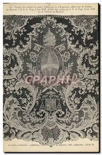 Cartes postales Folklore Dentelle Dentelliere Extrait du rochet en point d'Alencon et d'Argentan