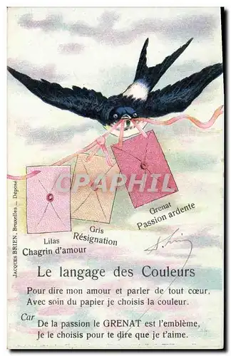 Cartes postales Fantaisie Le langage des couleurs Hirondelle