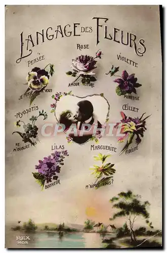 Cartes postales Fantaisie Le langage des fleurs Femme