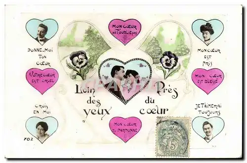 Cartes postales Fantaisie Femme Coeur Loin des yeux pres du coeur