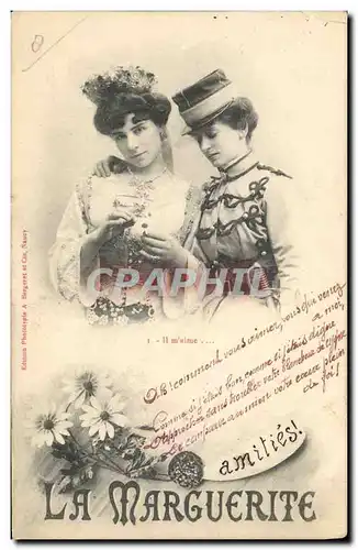 Cartes postales Fantaisie Fleurs Femme La Marguerite Militaria