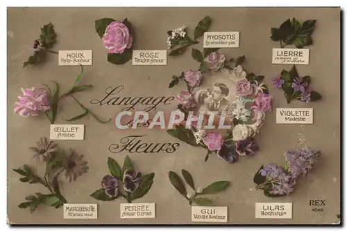 Cartes postales Fantaisie Le langage des Fleurs