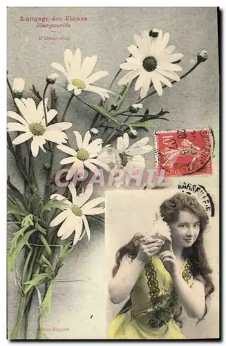 Cartes postales Fantaisie Le langage des fleurs Marguerite