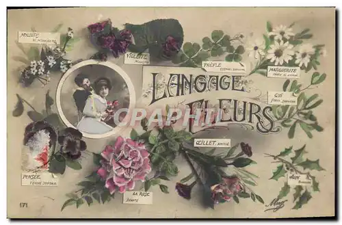 Cartes postales Fantaisie Le langage des Fleurs