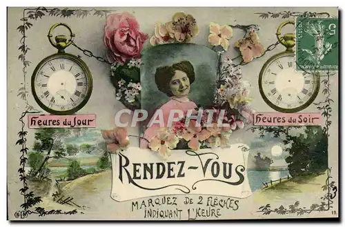 Cartes postales Fantaisie Femme Rendez Vous Montre a gousset