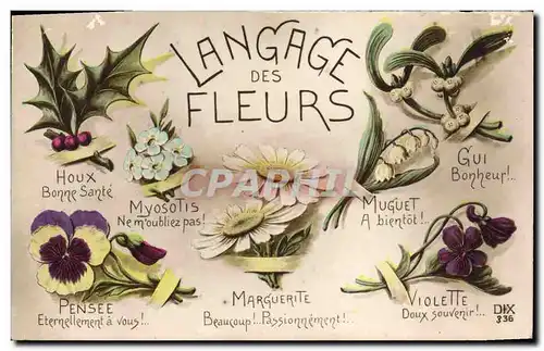 Cartes postales Fantaisie Le langage des Fleurs