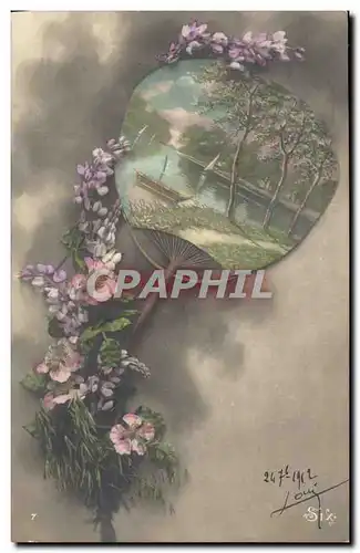 Cartes postales Fantaisie Eventail Fleurs