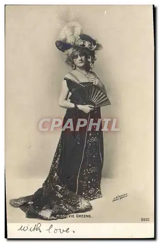 Ansichtskarte AK Fantaisie Eventail Femme Miss Evie Greene