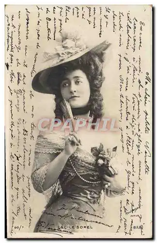 Cartes postales Fantaisie Eventail Femme Cecile Sorel