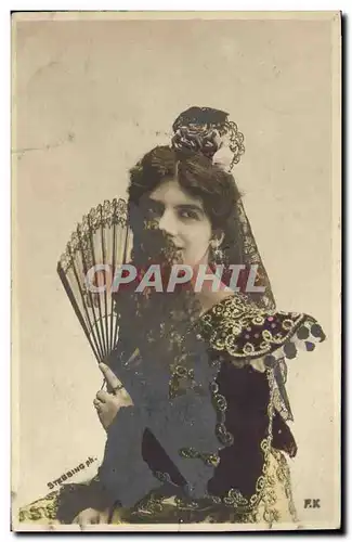 Cartes postales Fantaisie Eventail Femme