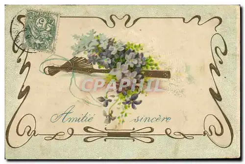 Cartes postales Fantaisie Eventail Fleurs