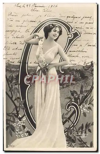 Cartes postales Fantaisie Femme Lettres Lettre C