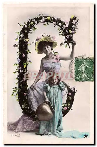 Cartes postales Fantaisie Femme Lettres Lettre C