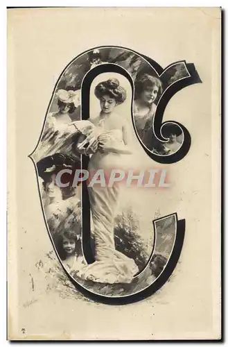 Cartes postales Fantaisie Femme Lettres Lettre C