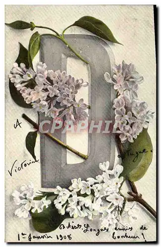 Cartes postales Fantaisie Fleurs Lettres Lettre D