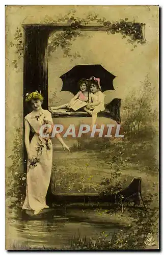 Cartes postales Fantaisie Femme Lettres Lettre E