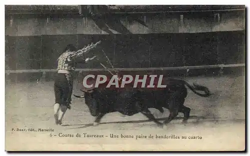 Ansichtskarte AK Corrida Course de taureaux Une bonne paire de banderilles au cuarto