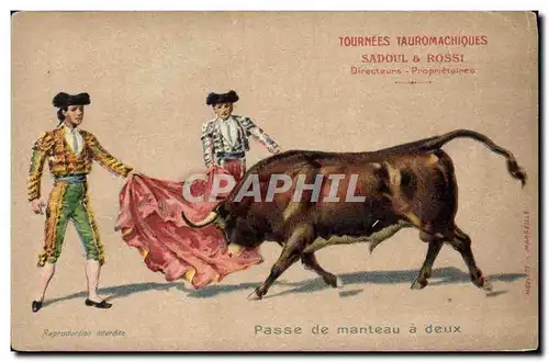 Cartes postales Corrida Course de taureaux Passe de manteau a deux Sadoul & Rossi