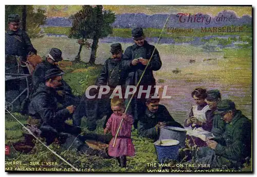 Cartes postales Militaria Sur l&#39Yser Femme faisant la cuisine des belges
