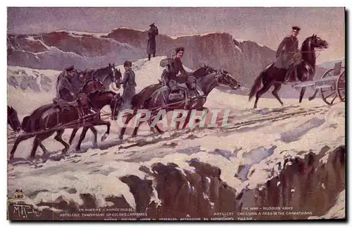 Cartes postales Militaria Armee Russe Artillerie traversant un col des Carpathes Russie Russia