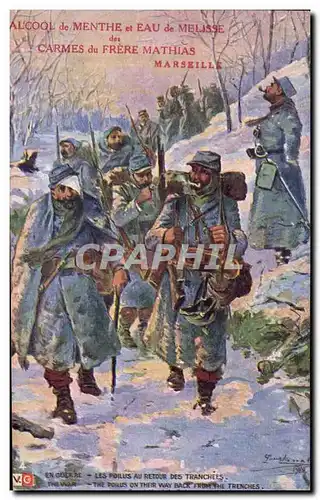 Cartes postales Militaria Les poilus au retour des tranchees