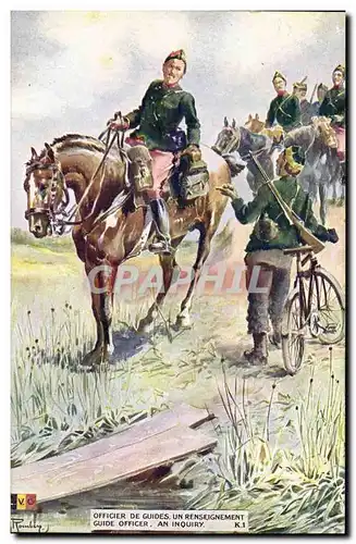 Cartes postales Militaria Officier de guides Un renseignement Velo Cycle