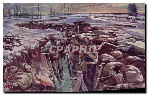 Cartes postales Militaria Combat dans les tranchees inondees