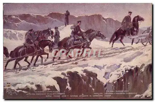 Cartes postales Militaria Artillerie traversant un col des Carpathes Armee Russe Russie Russia